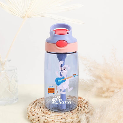 Personalized Kids Flip-Top Straw Water Bottle - Sokidsun