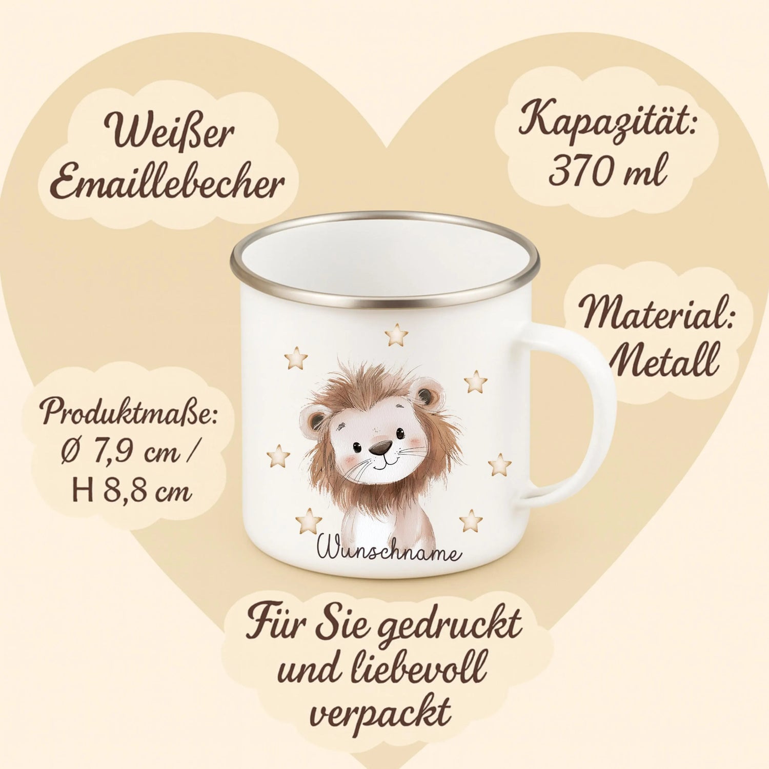 Personalized Kids Safari Animal Enamel Mug - Sokidsun