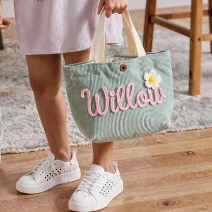 Personalized Kids Corduroy Tote Bag - Sokidsun