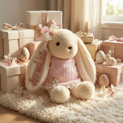 Personalized Bunny Plush: Nursery Rabbit Doll, Daycare Stuffed Animal, Baby Girl Shower Gift