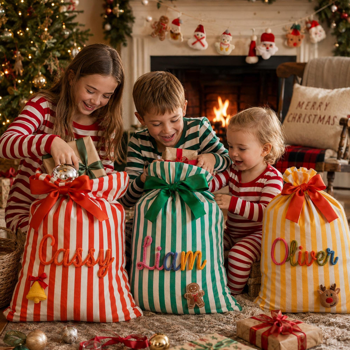 Personalized Christmas Gift Sack Santa Bag for Kids with Custom Name