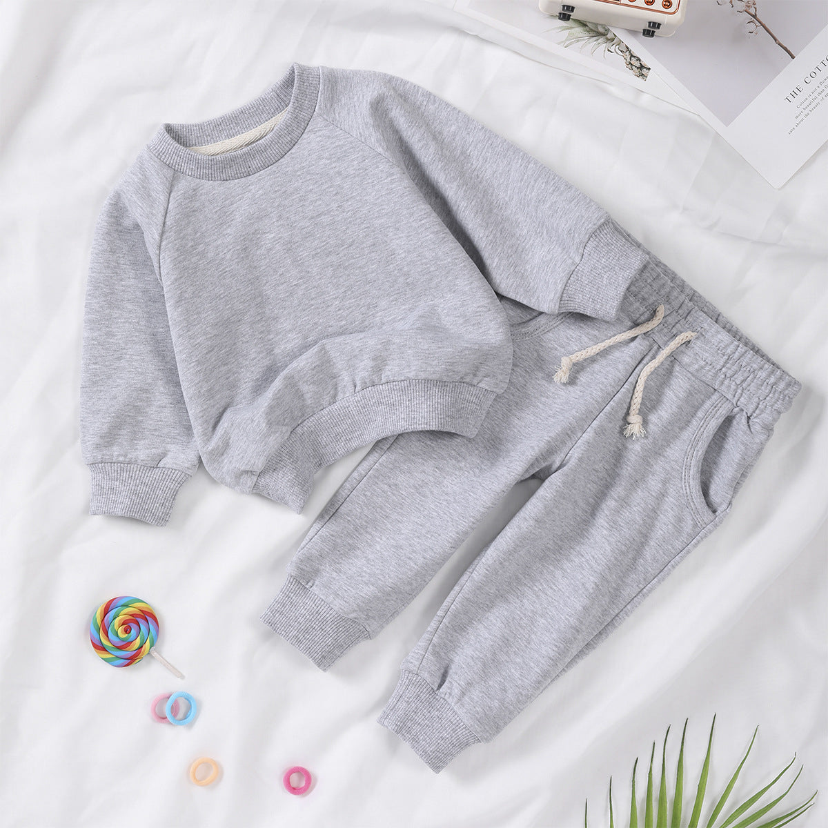 Personalized Toddler Solid Color Hoodie Jogger Set - Sokidsun