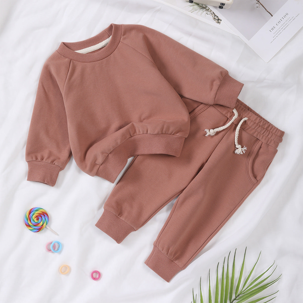 Personalized Toddler Solid Color Hoodie Jogger Set - Sokidsun