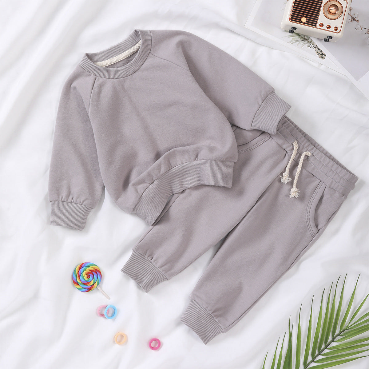 Personalized Toddler Solid Color Hoodie Jogger Set - Sokidsun