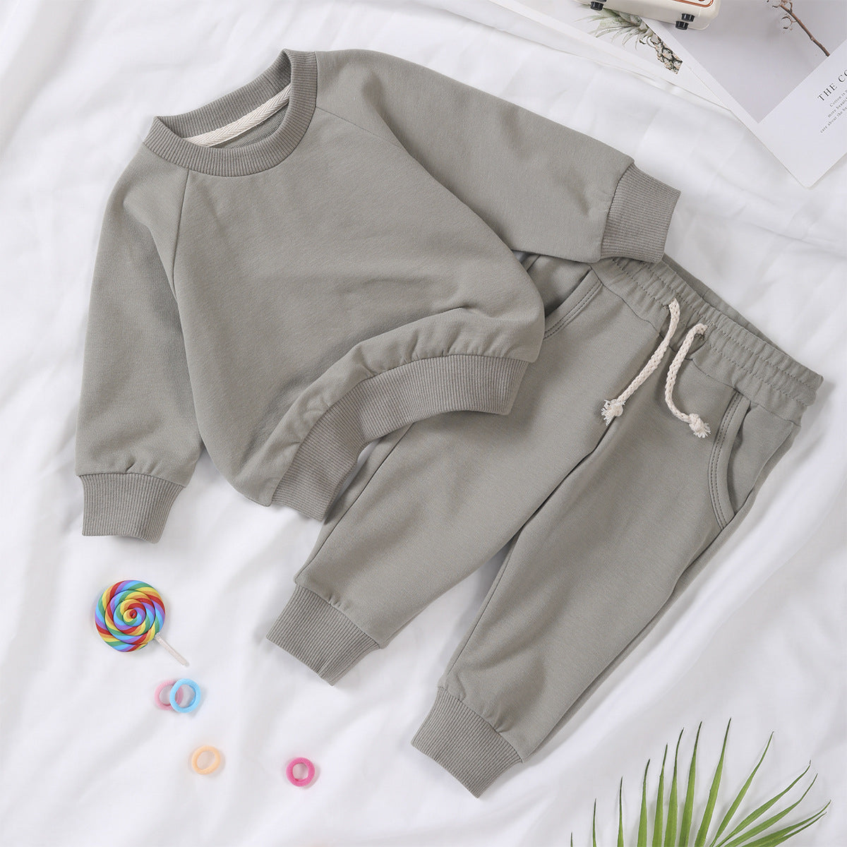 Personalized Toddler Solid Color Hoodie Jogger Set - Sokidsun