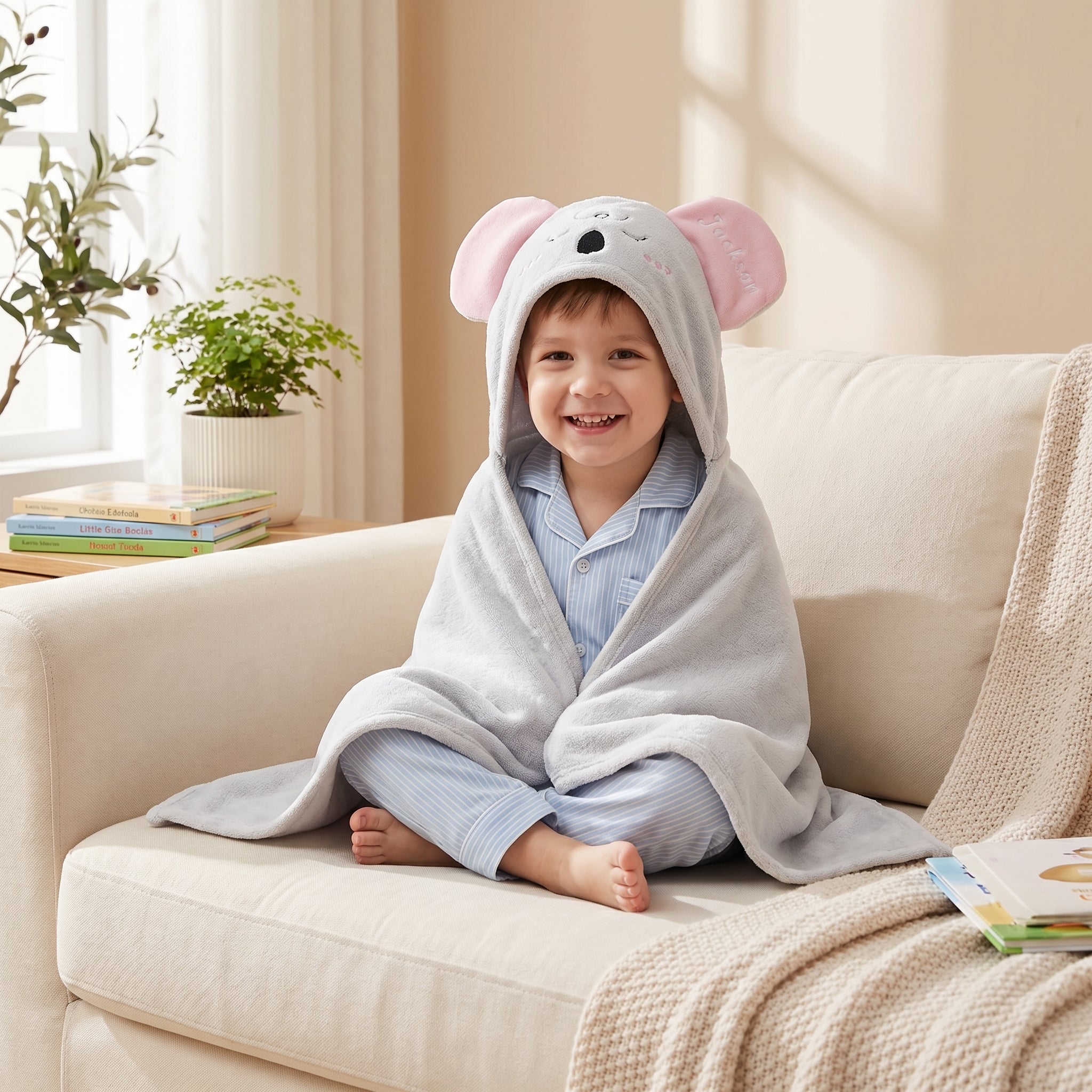 Personalized Koala Hooded Bath Towel with Name