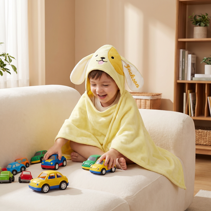 Personalized Puppy Hooded Bath Towel with Name