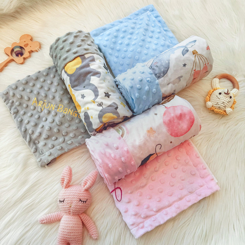 Personalized Baby Minky Dot Blanket with Name