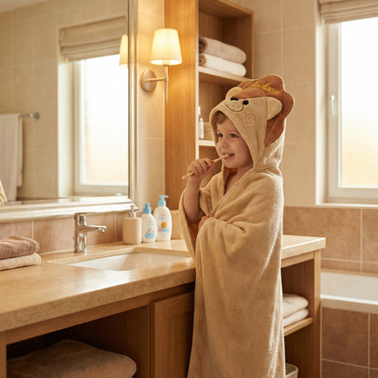 Personalized Lion Hooded Bath Towel with Name