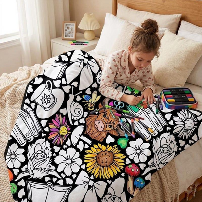 Kids DIY Coloring Blanket – Washable Doodle Blanket, Creative Art Activity Gift for Boys &amp; Girls