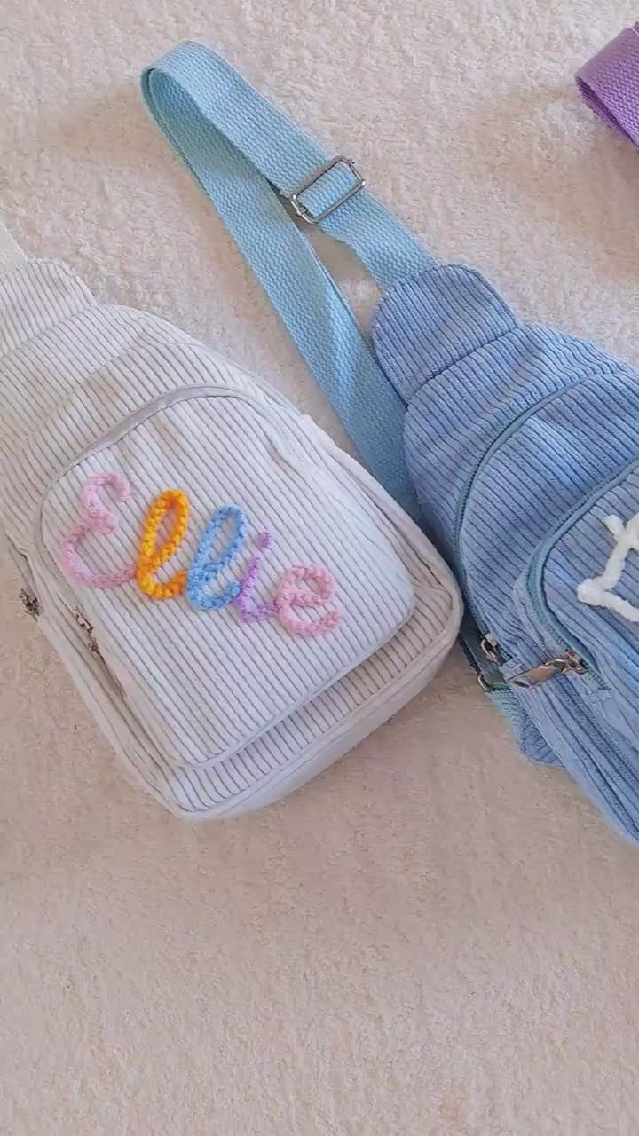 Personalized Kids Corduroy Sling Backpack