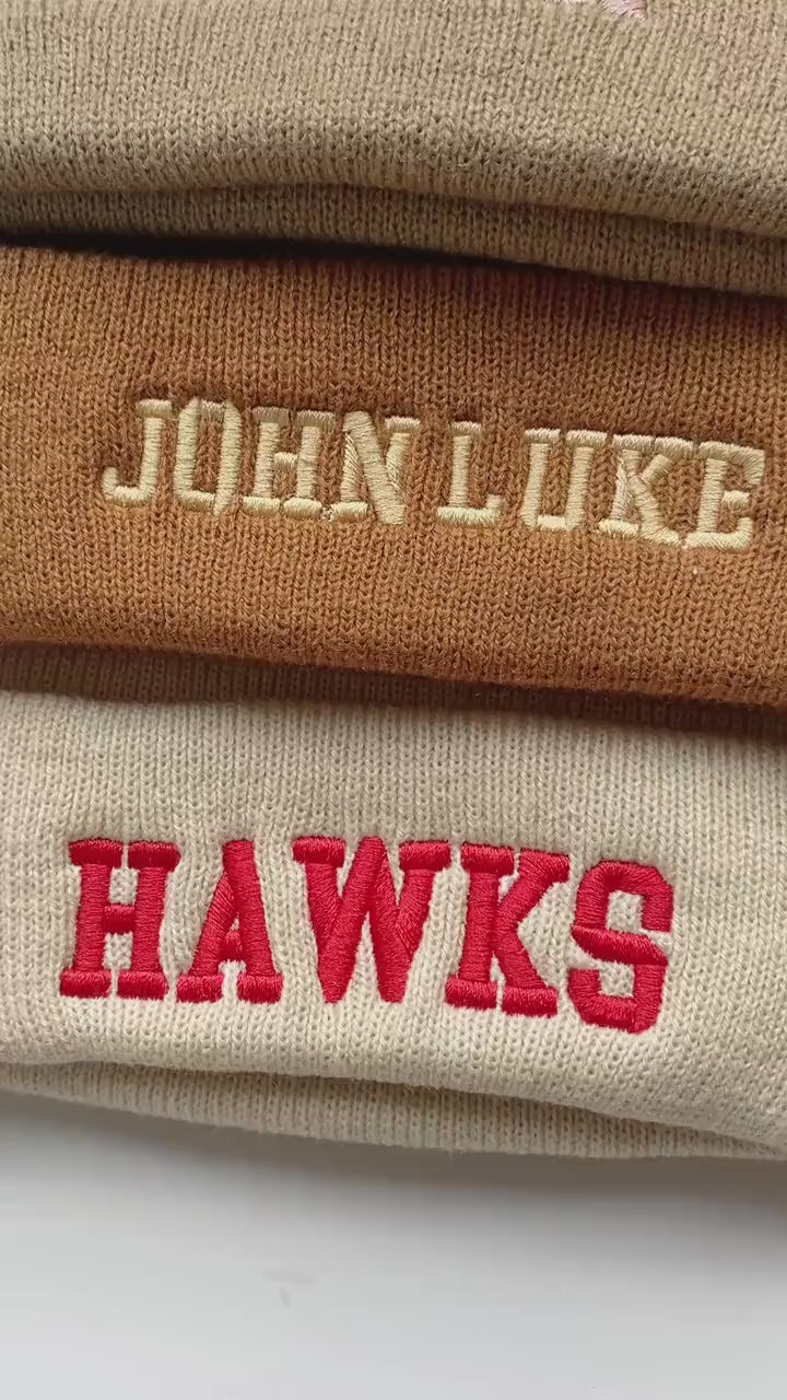 Personalized Embroidered Name Newborn Knit Beanie Hat