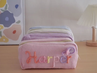 Personalized Kids Corduroy Name Pencil Case