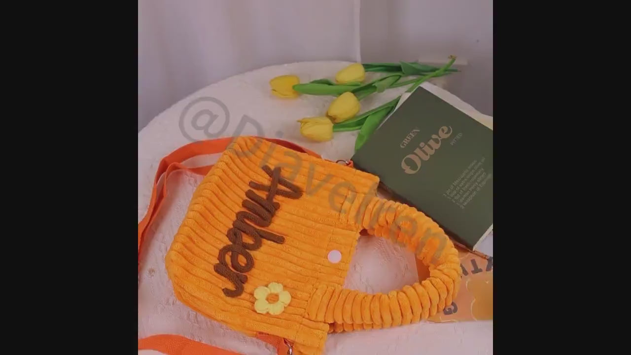 Personalized Kids Corduroy Crossbody Tote Bag