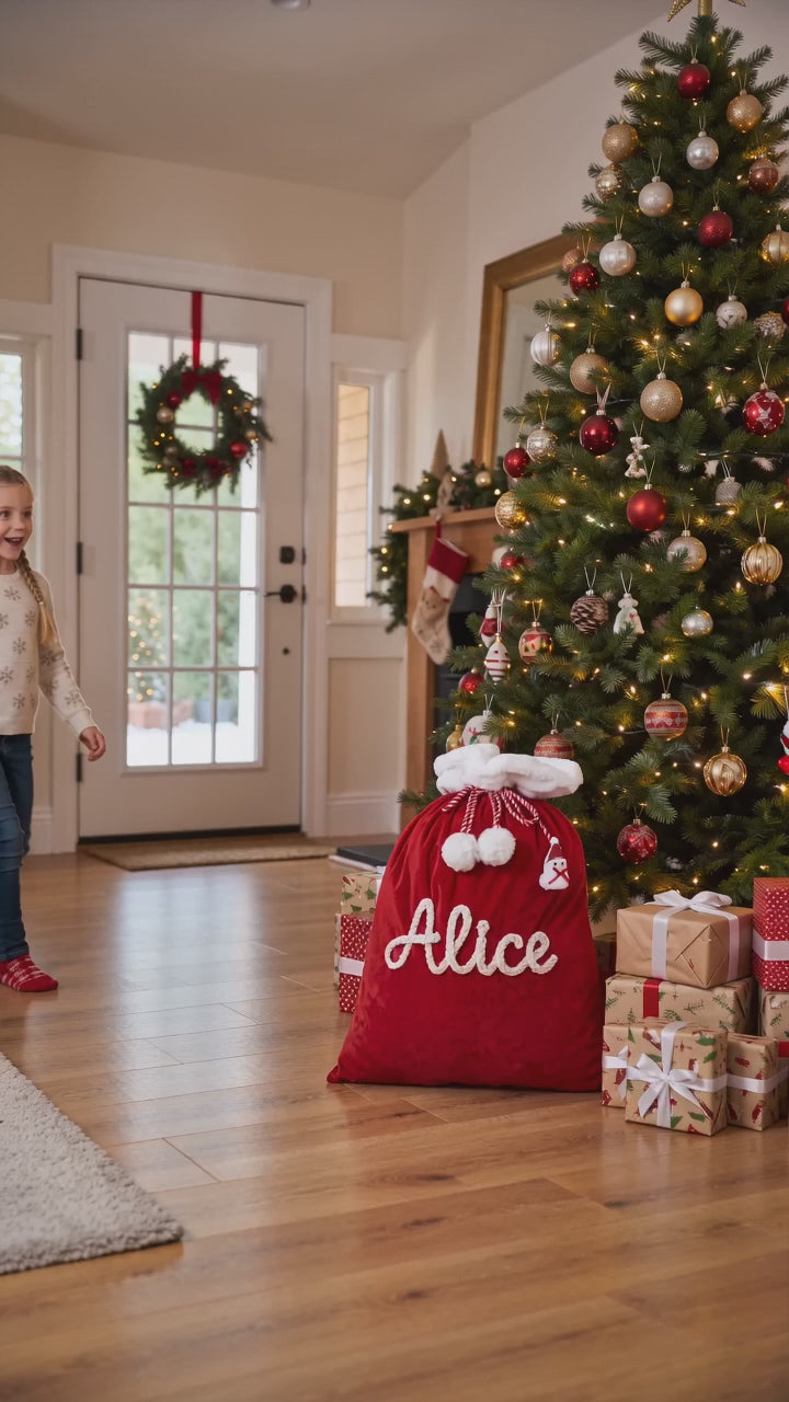 Personalized Christmas Keepsake Santa Sack for Kids with Custom Name