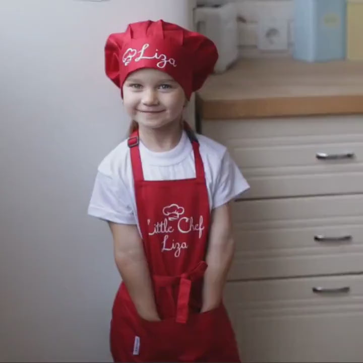 Personalized Kids Apron and Chef Hat Set
