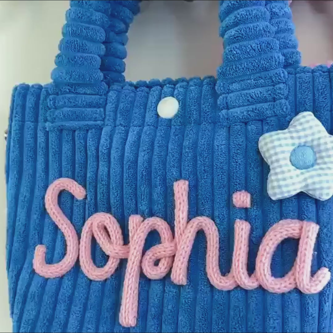 Personalized Kids Corduroy Crossbody Tote Bag