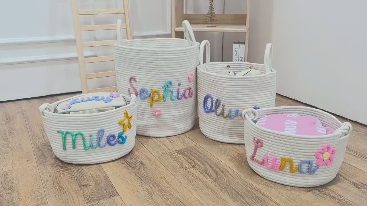 Personalized Cotton Rope Kids Storage Basket