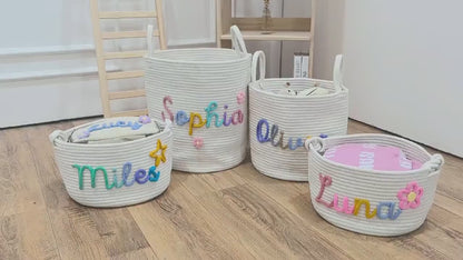 Personalized Cotton Rope Kids Storage Basket